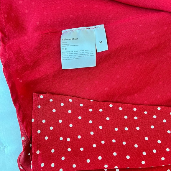 Reformation Medium Siesta Midi Dress Ruffle Smocked Polka Dot - Picture 6 of 6